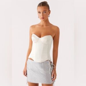 Peppermayo Satin Strapless Bustier Corset - Ivory